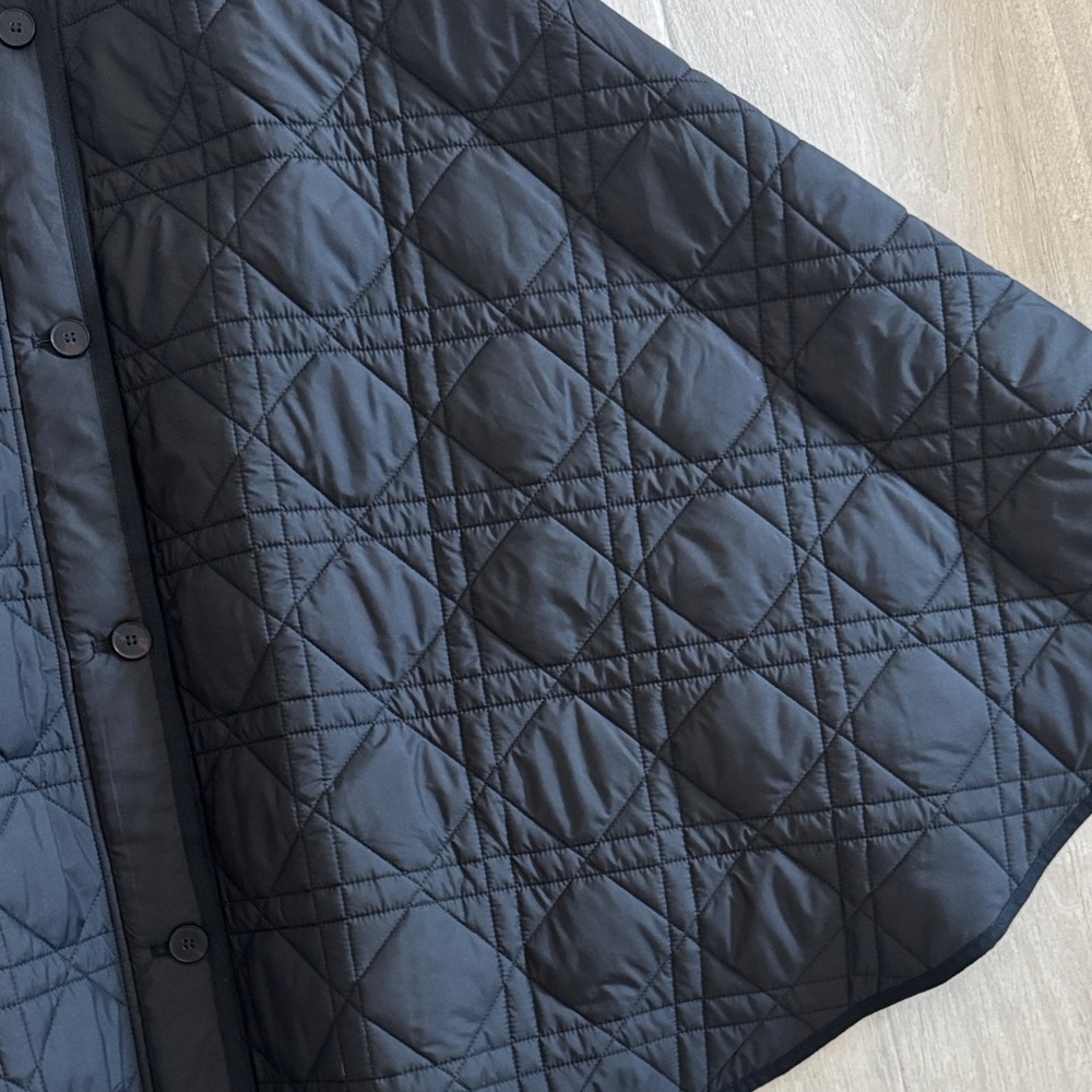 Black Quilted Circle Full Midi Skirt With Buttons - Picture 4 of 14